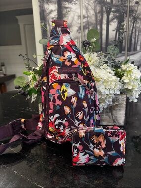 Vera Bradley Lighten-up Mini Sling Backpack in color Indiana Blooms